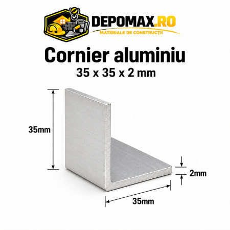 Cornier aluminiu 35 x 35 x 2 mm, 6 metri (EN AW-6060)